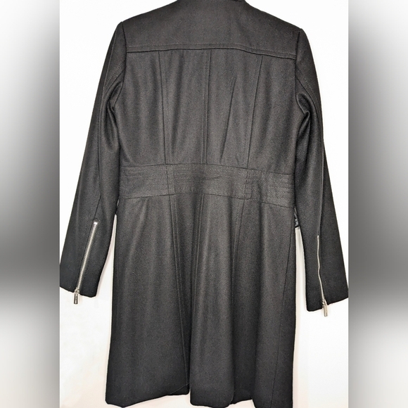 Stunning Kenneth Cole NY Black Stand Collar Wool Blend Walker Coat - Picture 4 of 11